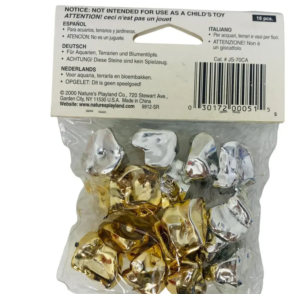 (3 Packs) Nature's Playland Aqua Plus Chrome-a-Stones Fish aquariums gold silver